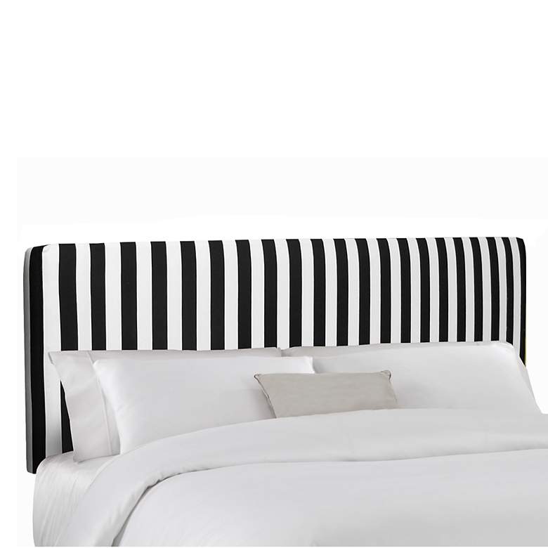 Image 1 Canopy Stripe Black and White Queen Upholstered Headboard