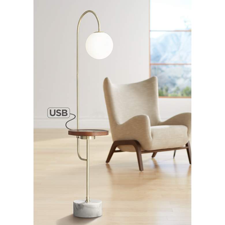 Image 1 Cantara End Table Floor Lamp with USB Port and Charger