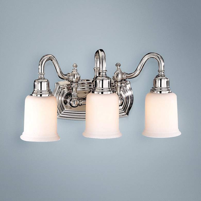 Image 1 Canterbury 19 inchW Polished Nickel 3-Light Bathroom Fixture