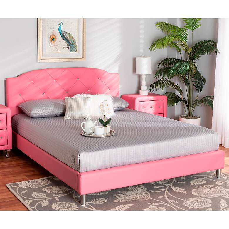 Image 1 Canterbury Pink Faux Leather 3-Piece Full Size Bedroom Set