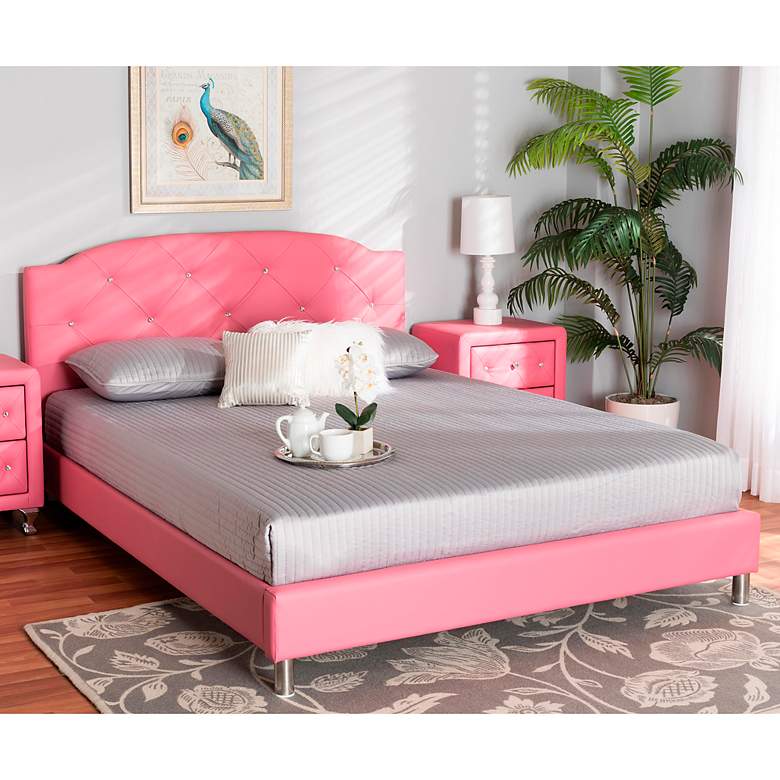 Image 1 Canterbury Pink Faux Leather 3-Piece Queen Size Bedroom Set