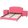7_Canterbury Pink Faux Leather 3-Piece Queen Size Bedroom Set more views