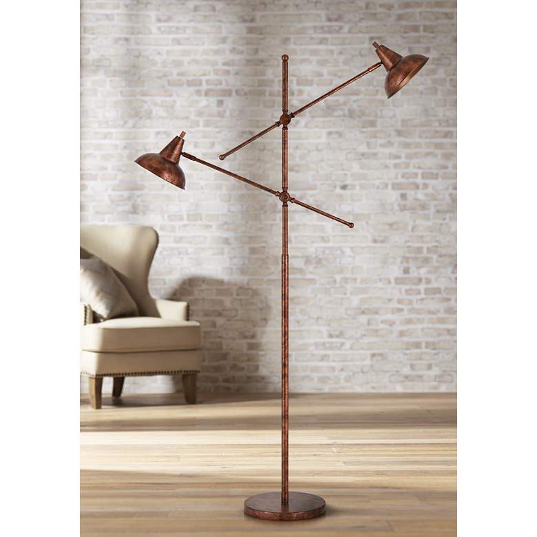 Image 1 Canterbury Rust Metal 2-Light Adjustable Floor Lamp