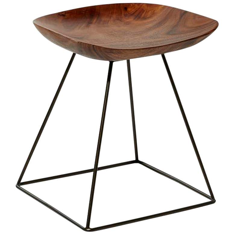 Image 2 Cantilever 20 inch High Wood and Iron Square Stool