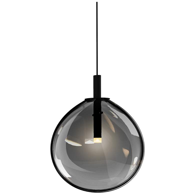 Image 1 Cantina 9" Wide Satin Black LED Mini Pendant w/ Smoke Glass