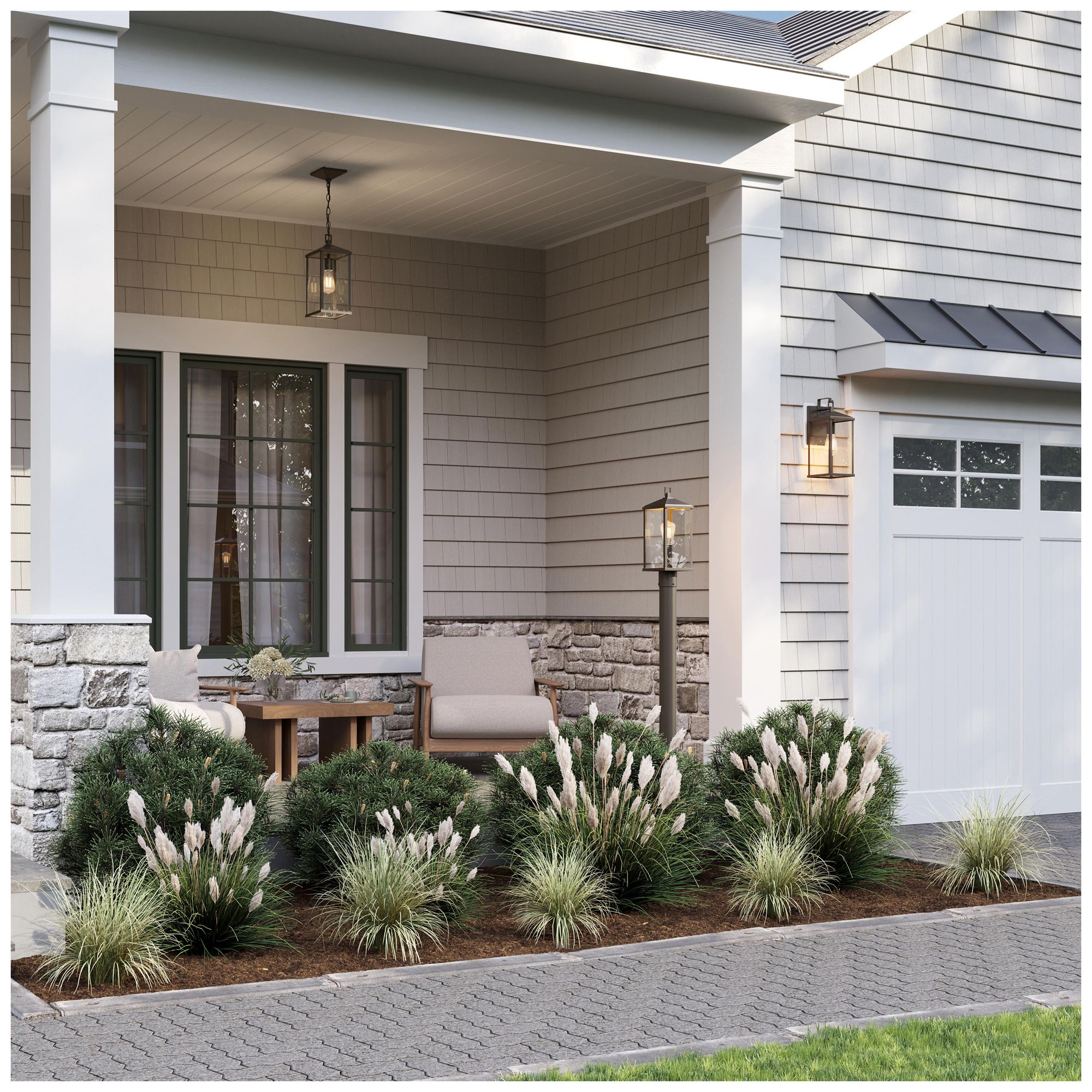 Image 3 Cantley Outdoor Pendant with Clear Glass Panels more views