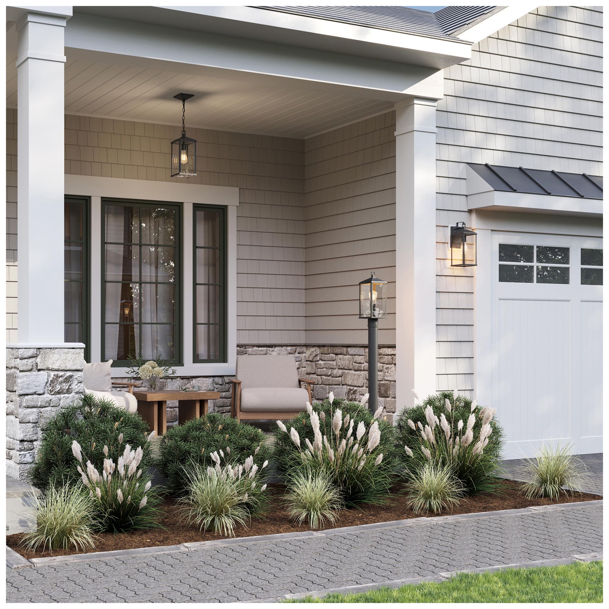 Image 2 Cantley Outdoor Pendant with Clear Glass Panels more views