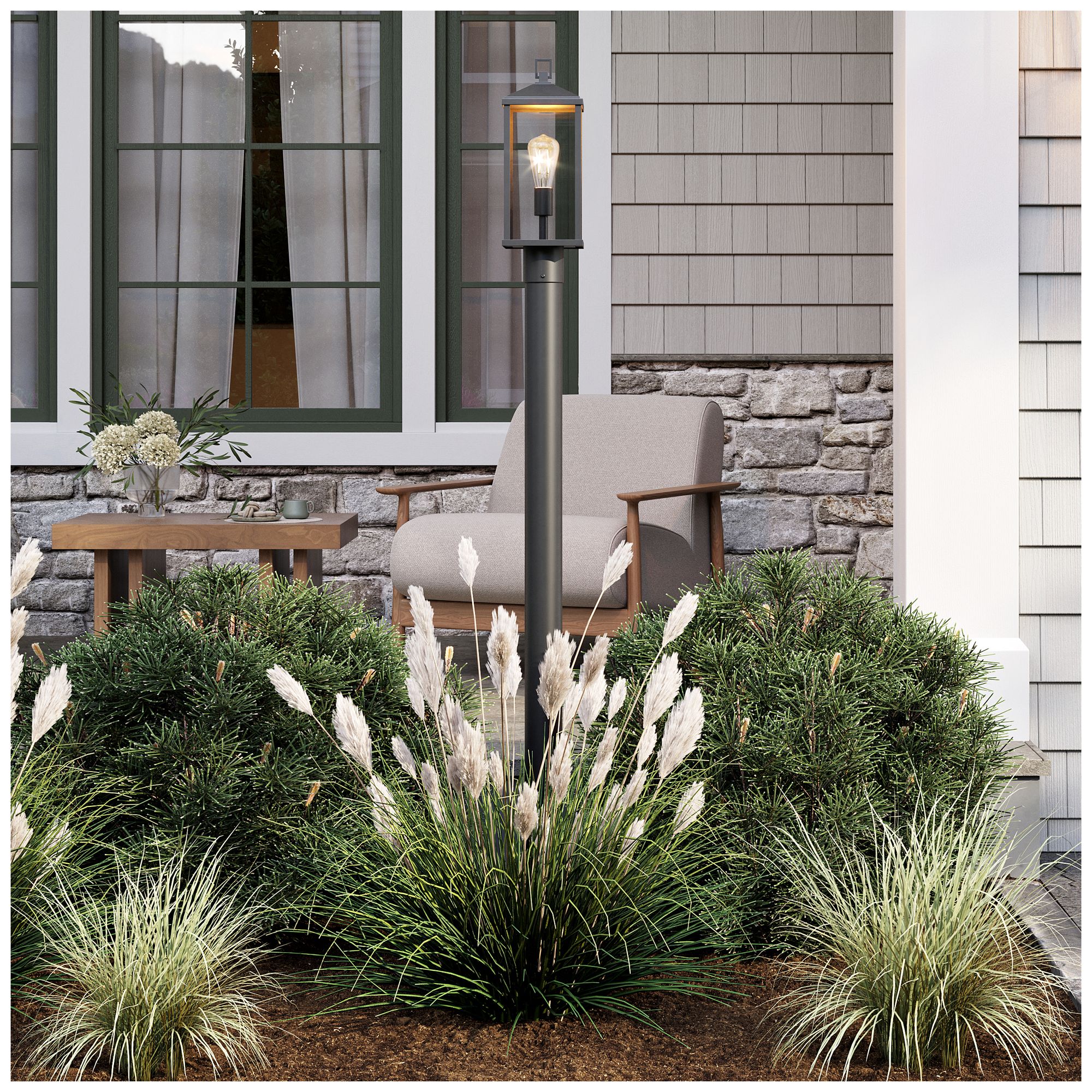 Cantley Outdoor Post Mount Lantern Light with Clear Glass Panels