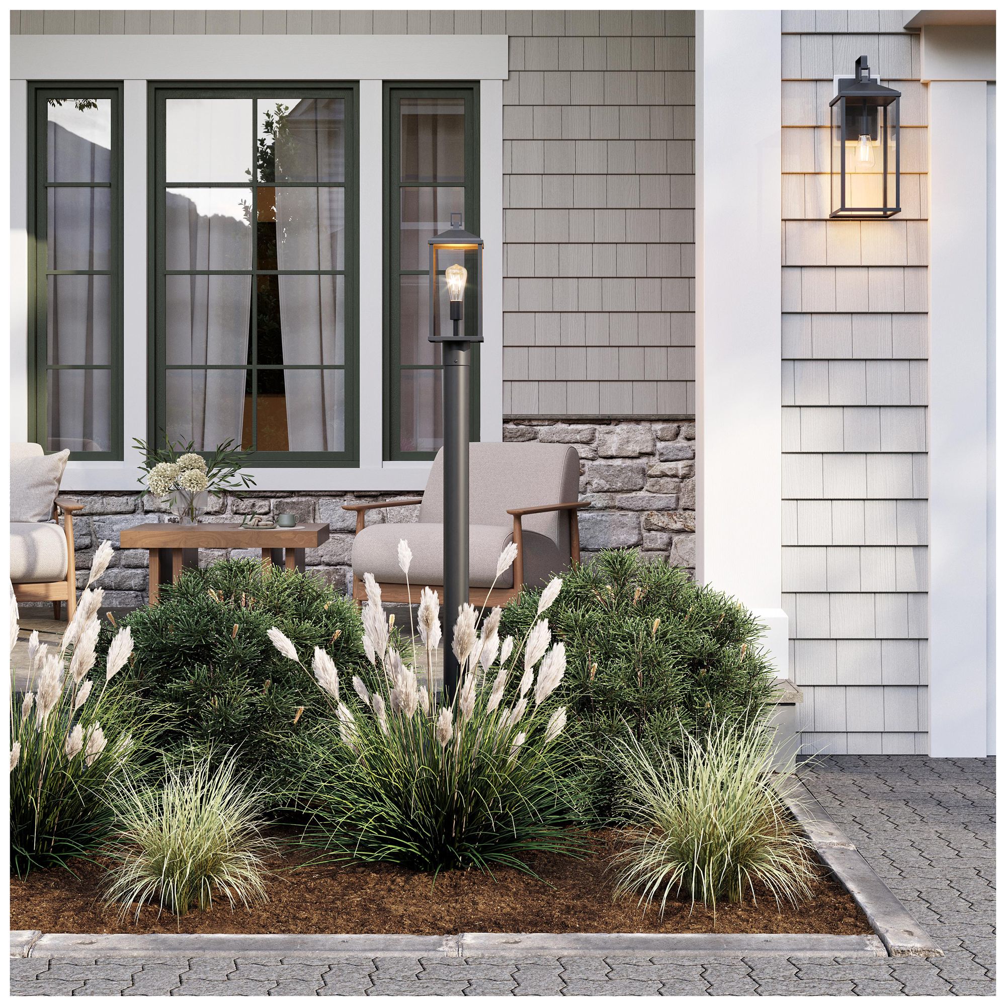 Image 4 Cantley Outdoor Post Mount Lantern Light with Clear Glass Panels more views