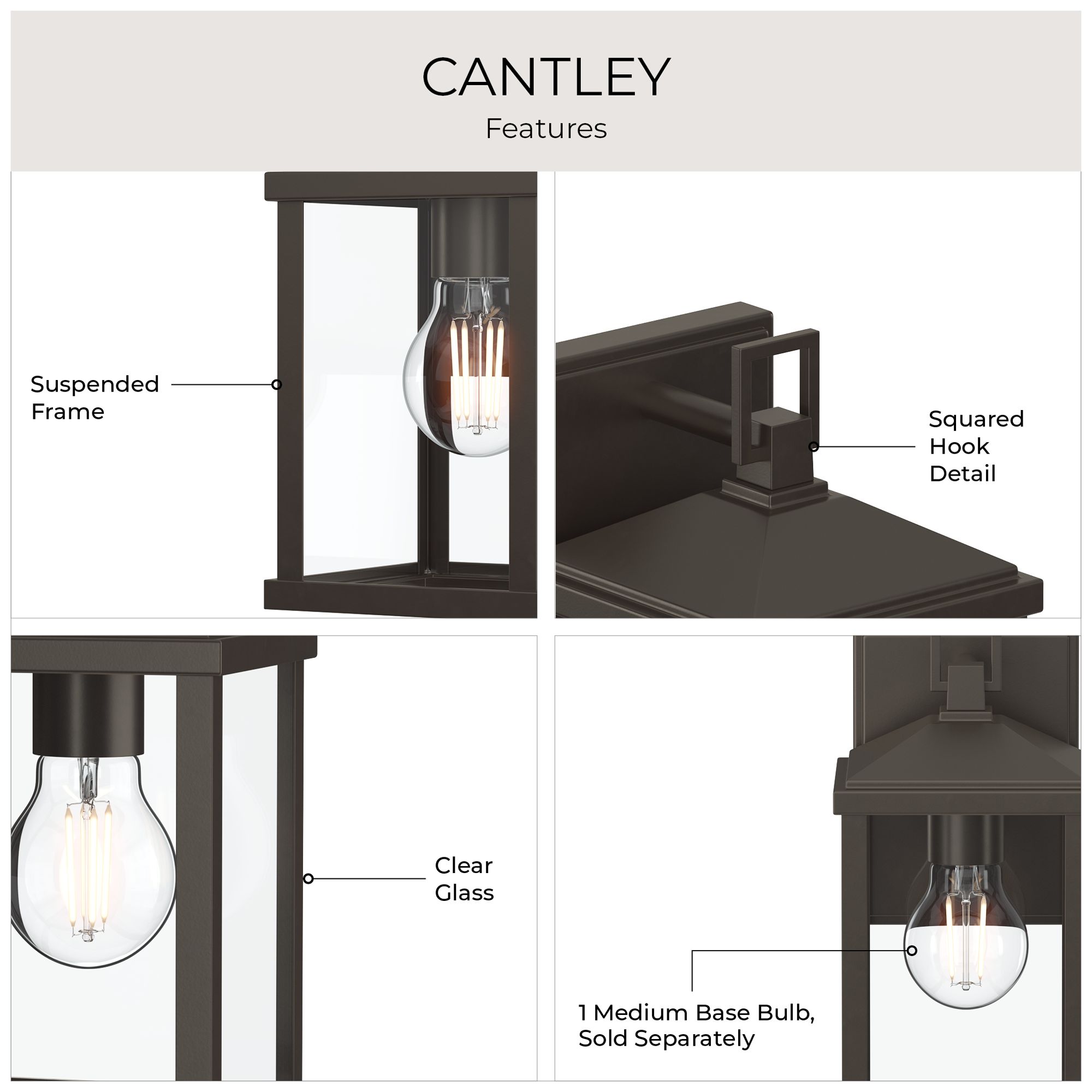 Cantley Small Outdoor Wall  Lantern with Clear Glass Panels
