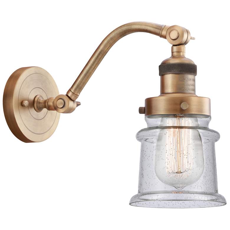 Image 1 Canton 10 1/2"H Brushed Brass with Seedy Glass Wall Sconce