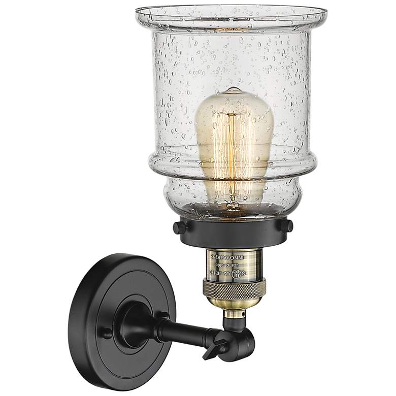 Image 1 Canton 11" High Black and Brass Adjustable Wall Sconce