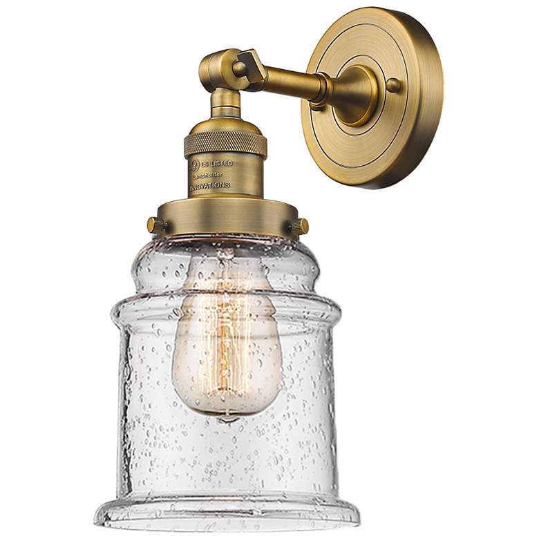 Image 1 Canton 11" High Brushed Brass Adjustable Wall Sconce