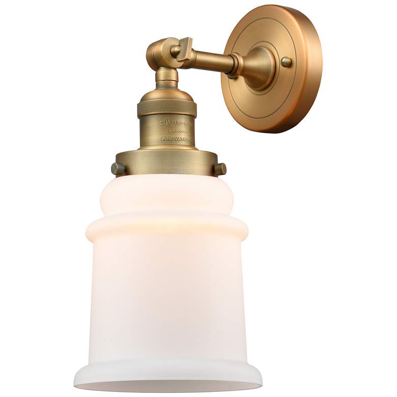 Image 1 Canton 11" High Brushed Brass Sconce w/ Matte White Shade