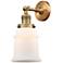 Canton 11" High Brushed Brass Sconce w/ Matte White Shade