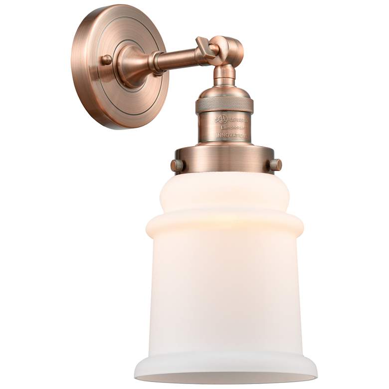 Image 1 Canton 11" High Copper Sconce w/ Matte White Shade