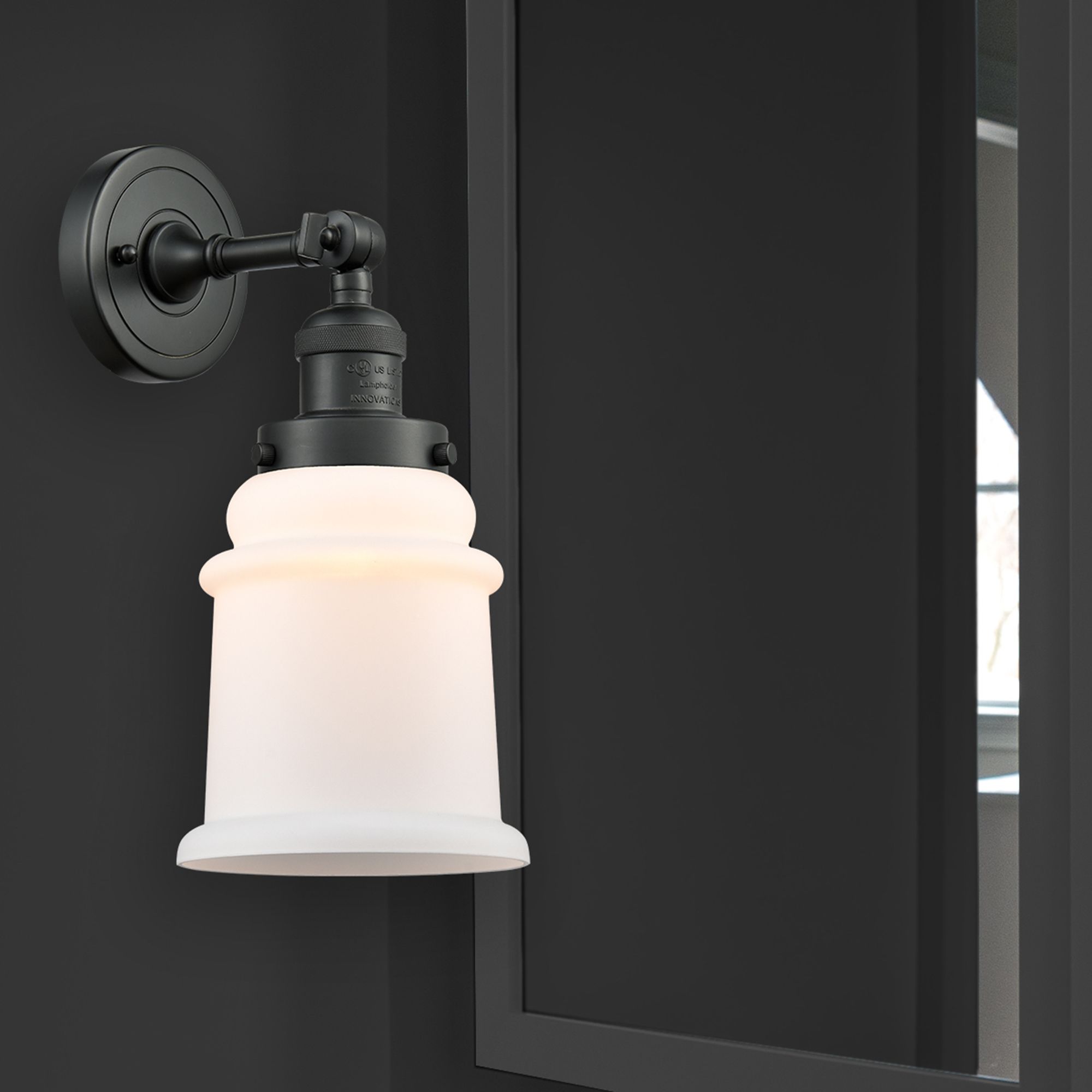 Thumbnail4 of Canton 11" High Matte Black Sconce w/ Matte White Shade more views