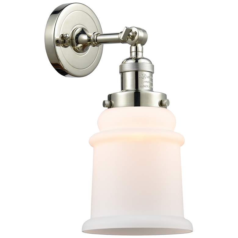 Image 1 Canton 11" High Polished Nickel Sconce w/ Matte White Shade