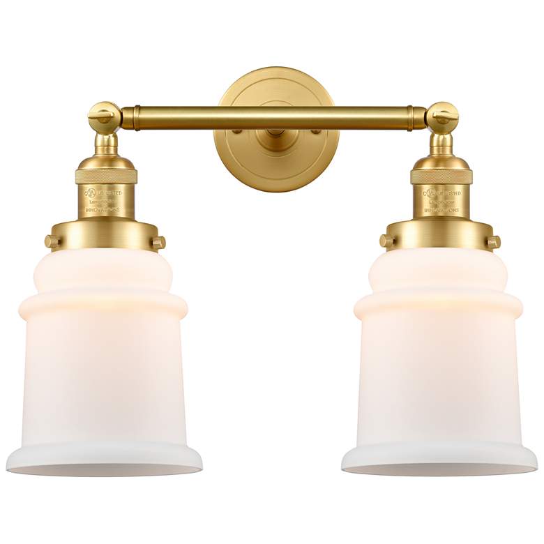 Image 1 Canton 11" High Satin Gold LED 2-Light Sconce w/ White Glass