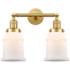 Canton 11" High Satin Gold LED 2-Light Sconce w/ White Glass
