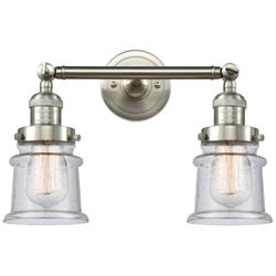Canton 11" High Satin Nickel 2-Light Sconce w/ Seedy Glass