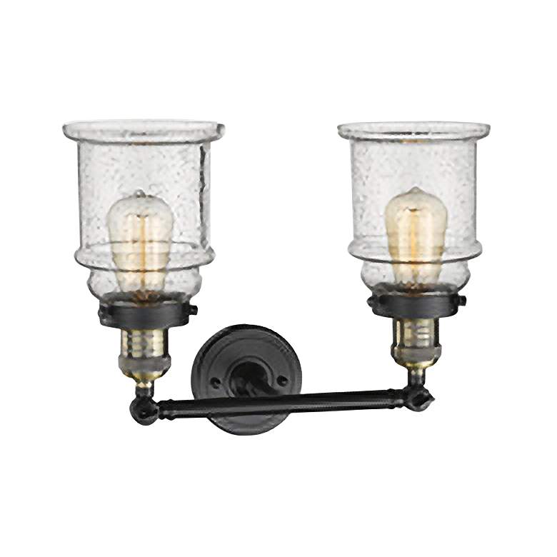 Image 1 Canton 11"H Black and Brass 2-Light Adjustable Wall Sconce