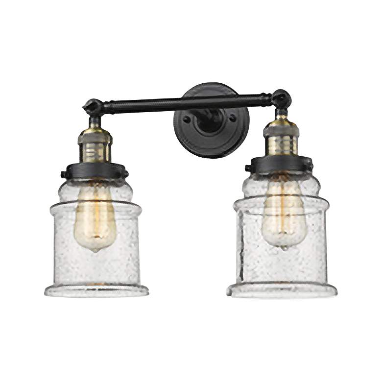 Image 3 Canton 11"H Black and Brass 2-Light Adjustable Wall Sconce more views