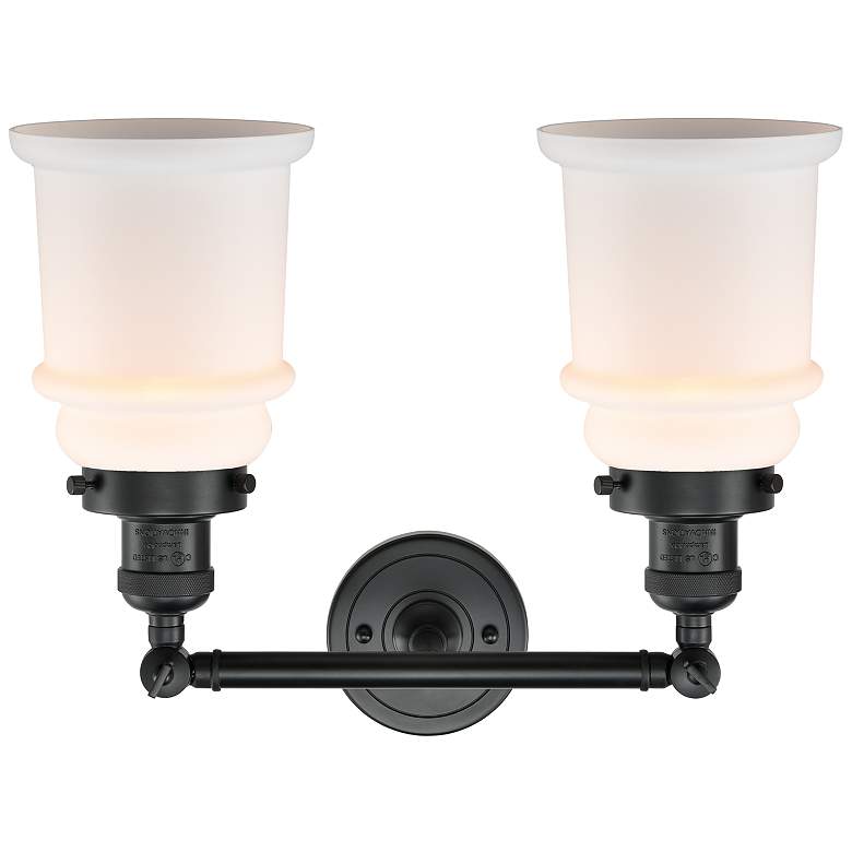 Image 2 Canton 11"H Matte Black 2-Light Wall Sconce w/ White Glass more views