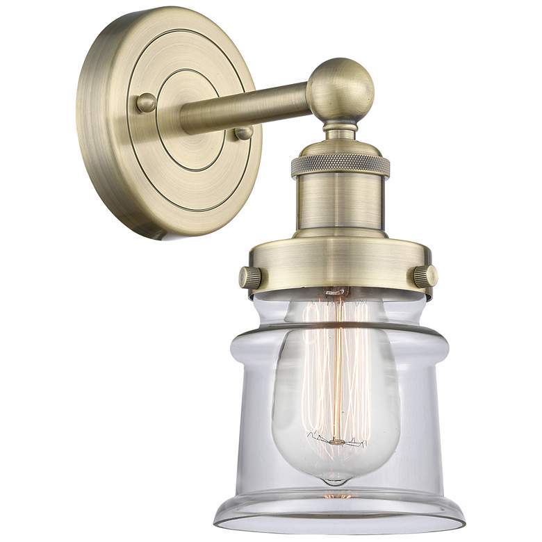 Image 1 Canton 11"High Antique Brass Sconce With Clear Shade