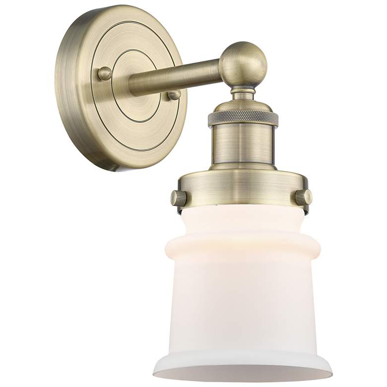 Image 1 Canton 11"High Antique Brass Sconce With Matte White Shade