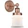 Canton 11"High Antique Copper Sconce With Matte White Shade