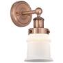 Canton 11"High Antique Copper Sconce With Matte White Shade