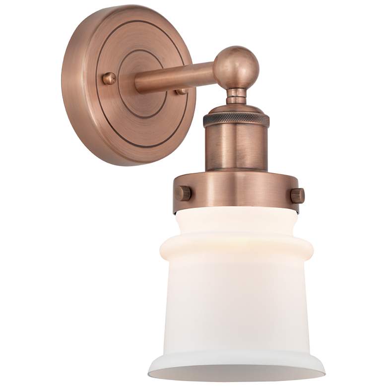 Image 1 Canton 11"High Antique Copper Sconce With Matte White Shade