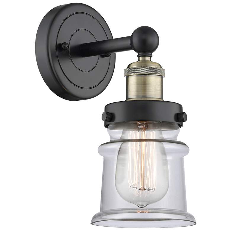 Image 1 Canton 11"High Black Antique Brass Sconce With Clear Shade