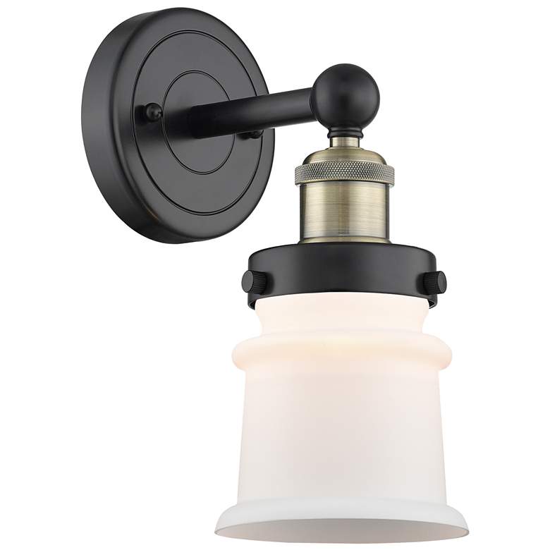 Image 1 Canton 11"High Black Antique Brass Sconce With Matte White Shade