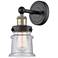 Canton 11"High Black Antique Brass Sconce With Seedy Shade