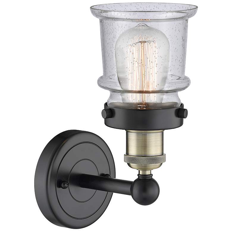 Image 2 Canton 11"High Black Antique Brass Sconce With Seedy Shade more views