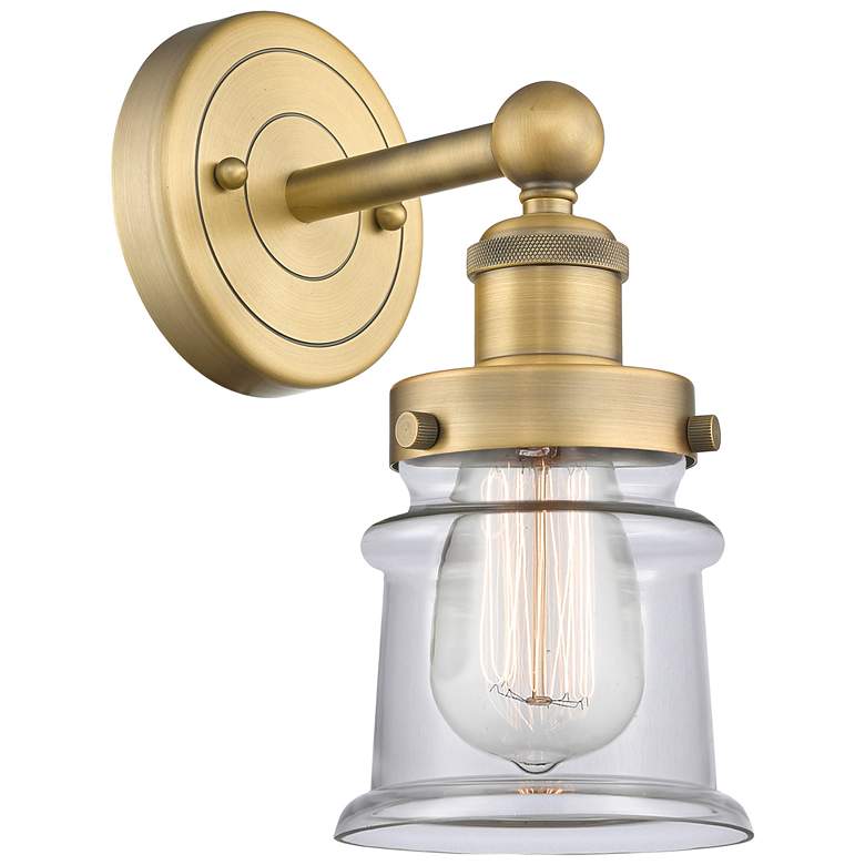 Image 1 Canton 11"High Brushed Brass Sconce With Clear Shade