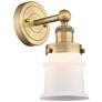 Canton 11"High Brushed Brass Sconce With Matte White Shade