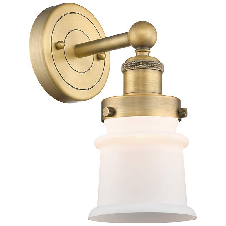 Image 1 Canton 11"High Brushed Brass Sconce With Matte White Shade