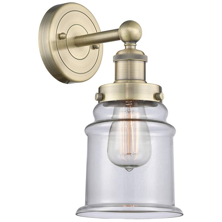 Image 1 Canton 12.75"High Antique Brass Sconce With Clear Shade