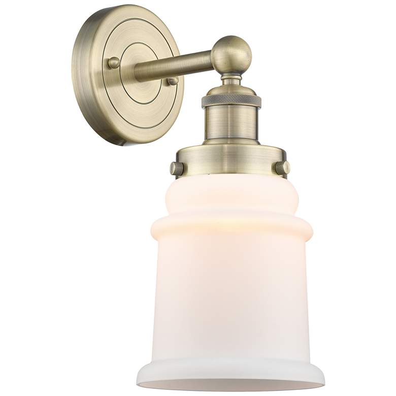 Image 1 Canton 12.75"High Antique Brass Sconce With Matte White Shade