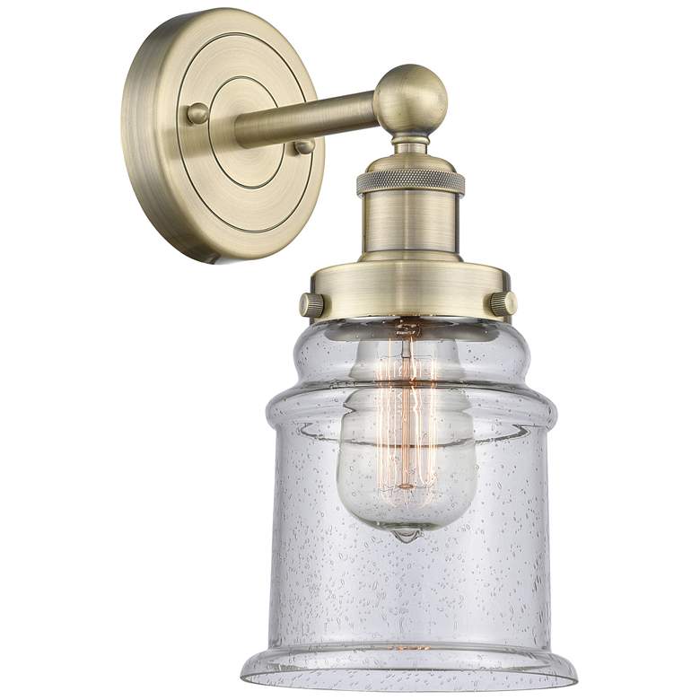 Image 1 Canton 12.75"High Antique Brass Sconce With Seedy Shade