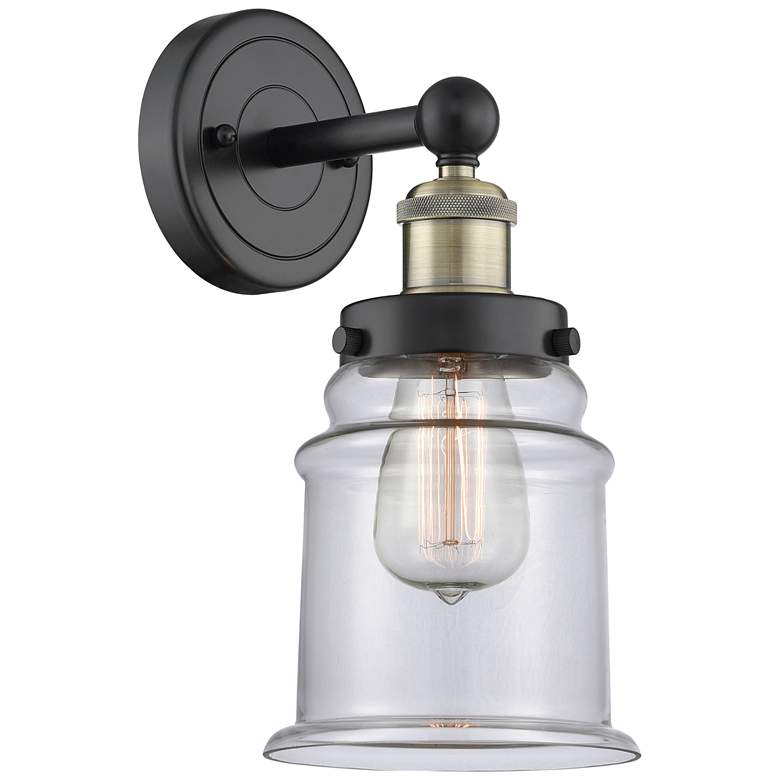 Image 1 Canton 12.75"High Black Antique Brass Sconce With Clear Shade