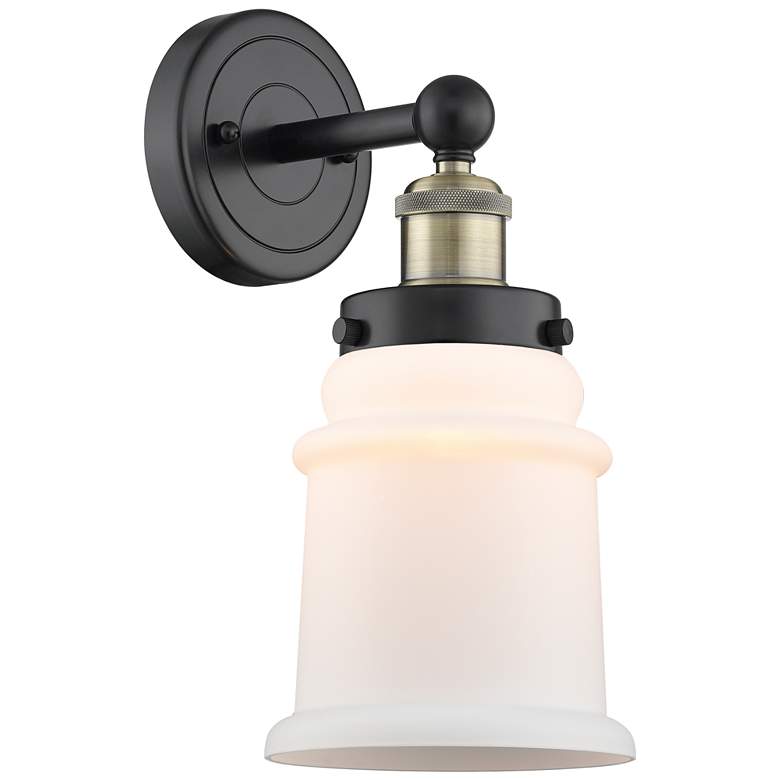 Image 1 Canton 12.75"High Black Antique Brass Sconce With Matte White Shade