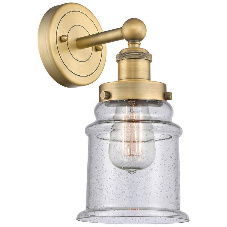 Image 1 Canton 12.75"High Brushed Brass Sconce With Seedy Shade