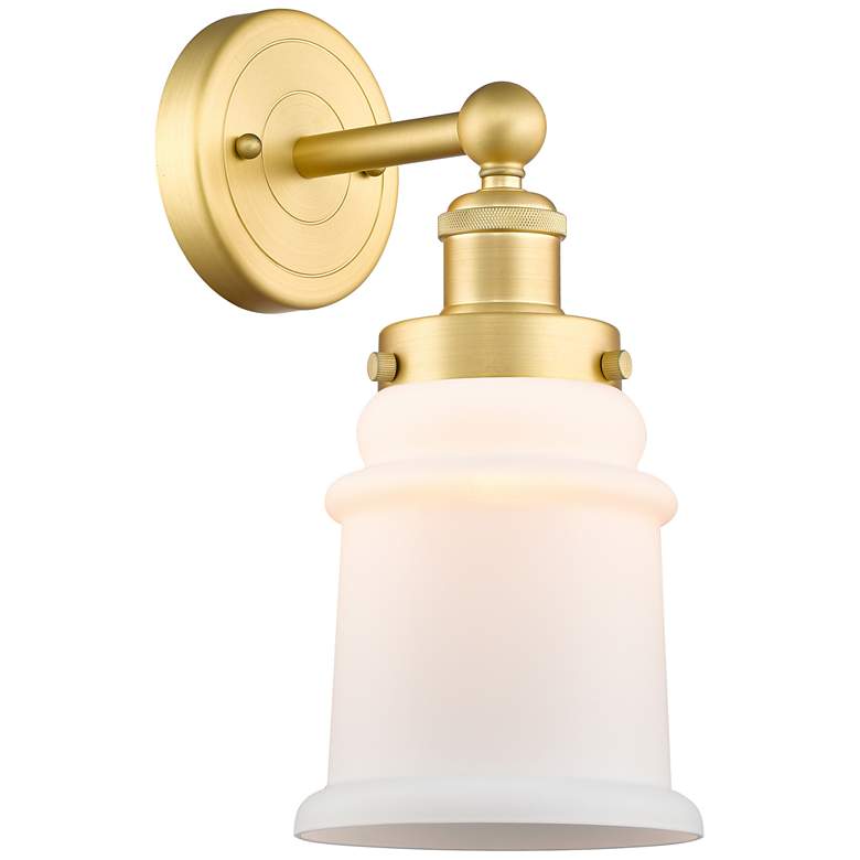Image 1 Canton 12.75 inchHigh Satin Gold Sconce With Matte White Shade