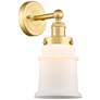 Canton 12.75"High Satin Gold Sconce With Matte White Shade