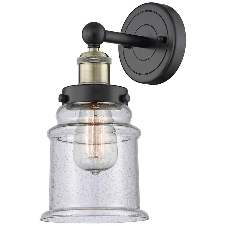 Image 1 Canton 12 1/2"H Black Antique Brass and Seedy Wall Sconce