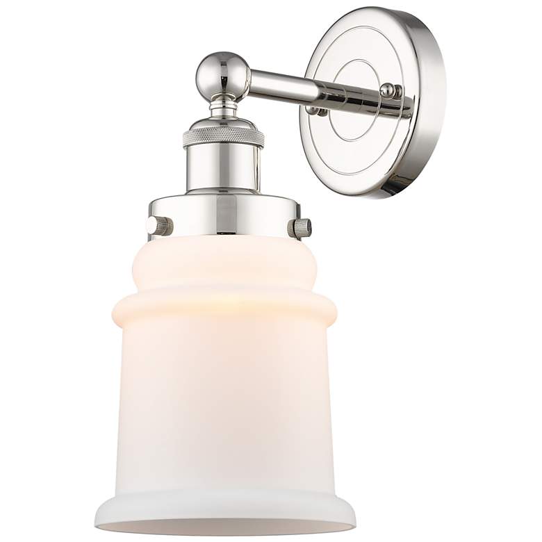 Image 1 Canton 12 1/2"H Polished Nickel with White Glass Wall Sconce